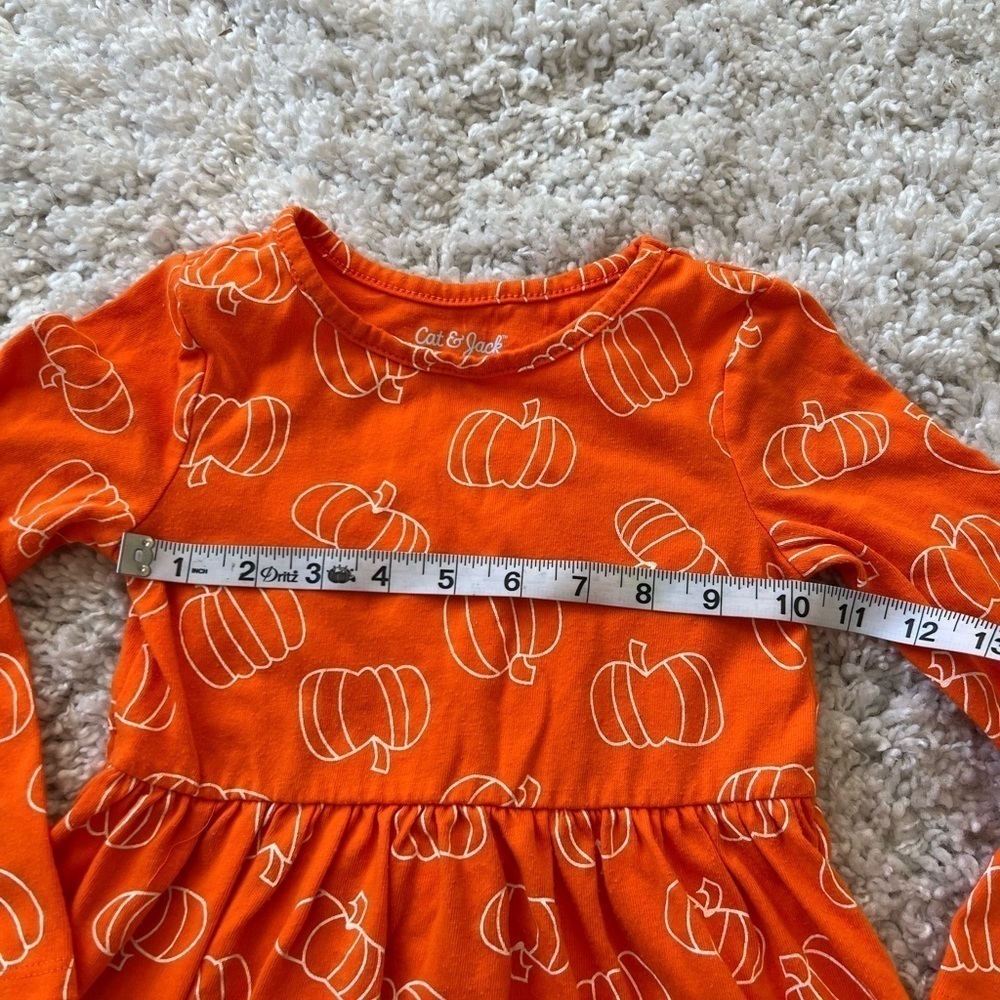 Cat & Jack orange pumpkin long sleeve a-line cotton stretchy dress size 4T - Picture 5 of 5